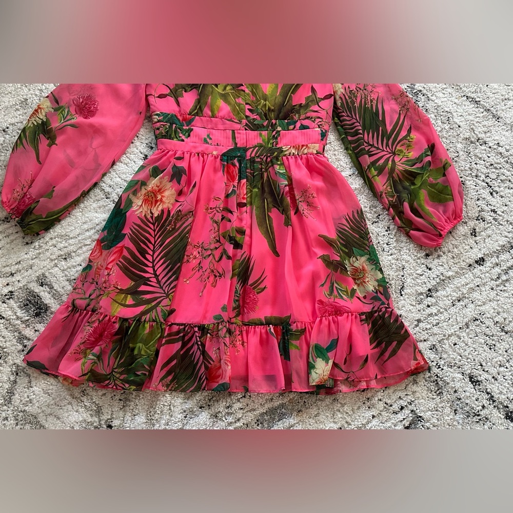 Alex Marie Vibrant Pink Floral Long Sleeve Dress - Picture 15 of 16